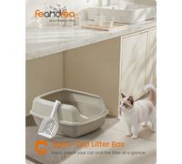 LEDREM High Sided Cat Litter Tray, Xxl Open Top Litter Box With Scoop, For Kittens,
