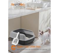LEDREM High Sided Cat Litter Tray, Xxl Open Top Litter Box With Scoop, For Kittens