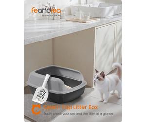 LEDREM High Sided Cat Litter Tray, Xxl Open Top Litter Box With Scoop, For Kittens