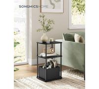 LEDREM Home Side Table, Bedside Table, End Table With 3 Storage Shelves, Fabric Basket, For Bedroom, Living Room
