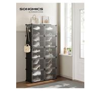 LEDREM Interlocking Shoe Rack, Plastic Shoe Storage Cabinet, 10-Slot Modular Storage Organiser Unit