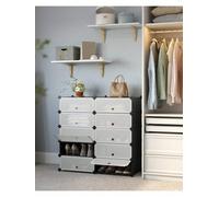 LEDREM Interlocking Shoe Rack, Rectangular Storage Organiser, 10 Slot Modular Diy Storage Shelf Unit