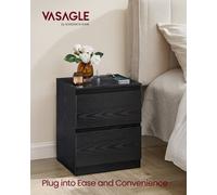 LEDREM Kailyn Collection - Nightstand With Charging Station, Bedside Table With Drawers, Side End Table, 2 Ac Outlets, 2 Usb Ports