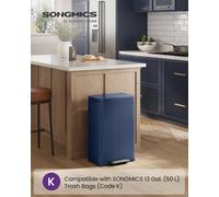 LEDREM Kitchen Bin, 13 Gallon (50 L) Waste Bin With Pedal, Soft-Close Lid, And Removable Inner Bucket, Steel