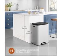 LEDREM Kitchen Bin, 2 X 8 Gal. (2 X 30 L) Double Rubbish Bin For Recycling And Waste, Inner Buckets, Stainless Steel, Metallic Silver