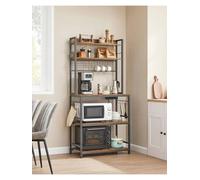 LEDREM Kitchen Storage Rack With Power Outlet, Coffee Bar, Baker's Rack, 14 Hooks, For Microwave, Steel Frame, 40 X 80 X 170 Cm