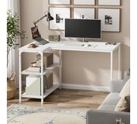 LEDREM L Shaped Corner Desk, Computer Gaming Desk With Storage, Reversible Height-Adjustable Shelves, For Home Office, 110 X 80 Cm