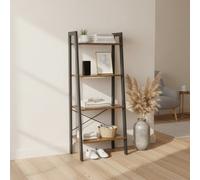 LEDREM Ladder Shelf, 4-Tier Bookshelf, Storage Rack, Bookcase, For Living Room, Kitchen, Bedroom, Rustic Brown