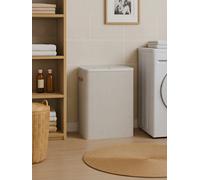 LEDREM Large Laundry Hamper, 3-Compartment Basket With Removable Liners, Easy Assembly Basket For Bedroom, Handles, Beige