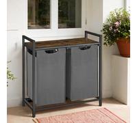 LEDREM Laundry Basket, 2-Compartment, Pull-Out And Removable Laundry Bags,metal Frame, 2 X 46L, 73 X 33 X 72 Cm