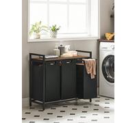 Songmics Vasagle Laundry Basket, 3-Compartment Laundry Hamper, Pull-Out And Removable Laundry Bags, Laundry Sorter, Shelf, Metal Frame