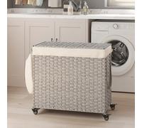 LEDREM Laundry Basket With Lid, 160L, Rolling Laundry Hamper With Wheels, 70 X 36 X 66 Cm