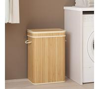 LEDREM Laundry Hamper With Lid, Bamboo Laundry Basket, Removable Machine Washable Hamper Basket, With Handles, 72 L