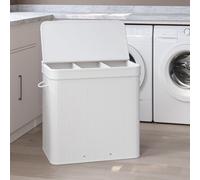 LEDREM Laundry Hamper With Lid, Bamboo Laundry Basket, Removable, Machine Washable, With Handles, 150 L, For Laundry Room, Bedroom