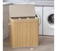LEDREM Laundry Hamper With Lid, Bamboo Laundry Basket, Removable, Machine Washable, With Handles, 150 L, For Laundry Room, Bedroom