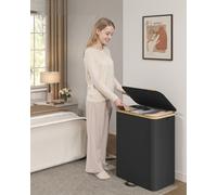 LEDREM Laundry Hamper With Lid, Laundry Basket Sorter, Storage Bin, Removable Liners, Bamboo Frame,ink Black