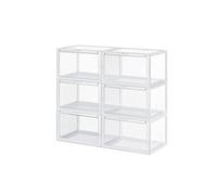 LEDREM Lsp06Cb Set Of 6 Stackable Shoe Boxes With Door Plastic Size Up To 36 X 28 X 22 Cm