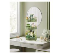 LEDREM Makeup Organiser Rotating, 3-Tier Round Skincare Organiser, Customisable, Toiletries Cosmetics Organiser, Gift