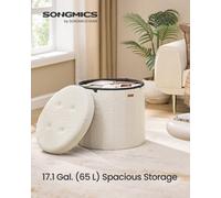 LEDREM Mazie Collection - Round Storage Ottoman, Foldable Foot Stool With Removable Lid, Easy Assembly, 46 X 45 Cm