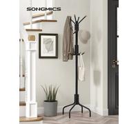 LEDREM Metal Hall Tree With 12 Hooks, Freestanding Coat Rack For Entryway Bedroom Office, 4 Legs, Black