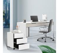 Ledrem Mobile Desk Cabinet Lockable With 3 Drawers, Document And Stationery Storage, Preassembled, For Home Office