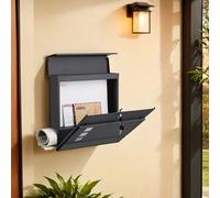 LEDREM Modern Mailbox, Lockable Wall-Mounted Post Letter Box With Newspaper Holder, Easy To Install