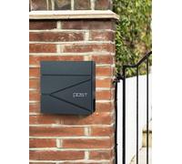 LEDREM Modern Mailbox, Lockable Wall-Mounted Post Letter Box With Newspaper Holder, Easy To Install, Anthracite Grey