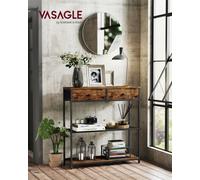 LEDREM Narrow Console Table With 2 Fabric Drawers, 3-Tier Entryway Sofa Table, 24 X 76 X 80 Cm, For Hallway, Living Room
