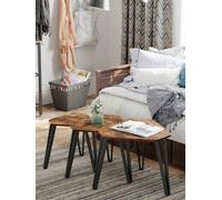 LEDREM Nesting Coffee Table,set Of 3 End Tables,stacking Side Tables, Sturdy And Easy Assembly,steel Frame,rustic Brown And Black