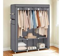 Ledrem Portable Fabric Wardrobe Closet With Rails Shelves 4 Pockets, 130X45X167 Cm