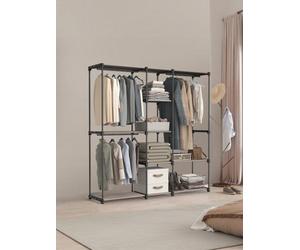 Ledrem Portable Open Wardrobe, Clothes Rack, Freestanding Wardrobe With Clothes Rails And Fabric Shelves For Bedroom
