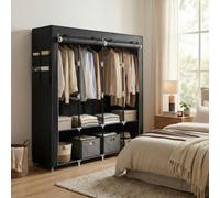Ledrem Portable Wardrobe Closet With 4 Rails Shelves Pockets, 170X45X167 Cm