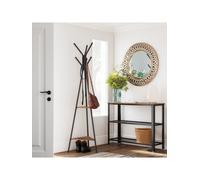LEDREM Rack Stand, Coat Tree, Hall Tree Free Standing, Industrial Style, With 2 Shelves, For Clothes, Hat, Bag