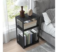 LEDREM Record Player Stand, 3-Tier Side Table, Vinyl Record Storage Up To 100 Albums, End Table For Living Room, Bedroom