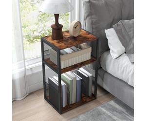 LEDREM Record Player Stand, 3-Tier Side Table, Vinyl Record Storage Up To 100 Albums, End Table For Living Room, Bedroom