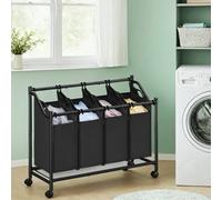 LEDREM Rolling Laundry Sorter, Laundry Basket With 4 Removable Bags, Laundry Hamper, Laundry Trolley, For Laundry Room