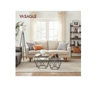 LEDREM Round Coffee Table, Set Of 2, Side Table, Sofa End, Industrial Style, Removable Tray, Steel Frame, For Living Rooms