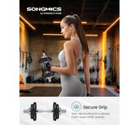 SONGMICS Set of 2 Cast Iron Dumbbells, 2 x 10 kg Weight Plates, Adjustable for Men Women Workout, Fitness Training, Weight Lifting, Home Gym, Ink Black SYL20T