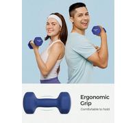 LEDREM Set Of 2 Dumbbells, 2 X 4 Kg Hand Weights With Neoprene Coating, Hexagonal Dumbbells Pair, Home Workout, Blue