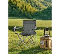 LEDREM Set Of 2 Folding Camping Chairs, Comfortable, Heavy Duty Structure, Max. Load Capacity 150 Kg, Outdoor Chair With Cup Holder