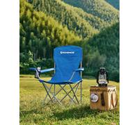 LEDREM Set Of 2 Folding Camping Chairs, Comfortable, Heavy Duty Structure, Outdoor Chair With Cup Holder, Blue