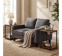 LEDREM Set Of 2 Side Tables, 2-Tier Sofa Side Tables, Bedside Tables With Steel Frames, For Living Room, Bedroom, Home Office