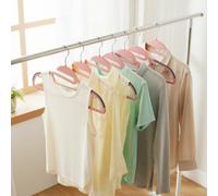 LEDREM Set Of 50 Clothes Hangers, Slim Plastic Hangers With Swivel Hook, For Wardrobe, U-Shaped Opening, Pink And Gray