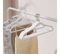 LEDREM Set Of 50 Non-Slip Clothes Hangers, Velvet Coat Hangers With 360 Swivel Hook, Space-Saving For Wardrobe, Tie Bar, White