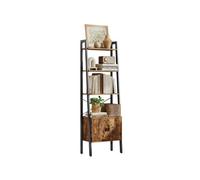 LEDREM Shelf Ladder, Bookcase, Storage Shelf With Cupboard, 4 Tiers, Stable Steel Frame, 56 X 34 X 173 Cm