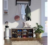 LEDREM Shoe Bench, Shoe Shelf, Shoe Rack, Storage Cabinet, 10 Compartments, With Cushion, For Entryway, 104 X 30 X 48 Cm, Rustic Brown