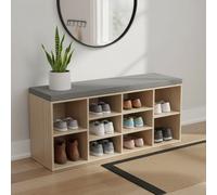 Shoe Storage Bench Wooden Footwear Rack With Cushion Hallway Padded Seater Oak