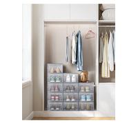 LEDREM Shoe Boxes, Pack Of 12 Stackable Shoe Storage Organisers, Foldable And Versatile For Sneakers, Fit Up To Uk Size 13