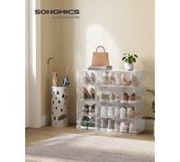 SONGMICS Shoe Box, Set of 12, Stackable, 34x25x18.4cm, White