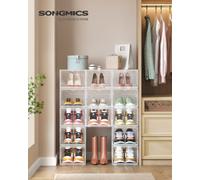 LEDREM Shoe Boxes Set Of 6, Stackable Clear Plastic Shoe Storage, Secure Vertically Or Horizontally